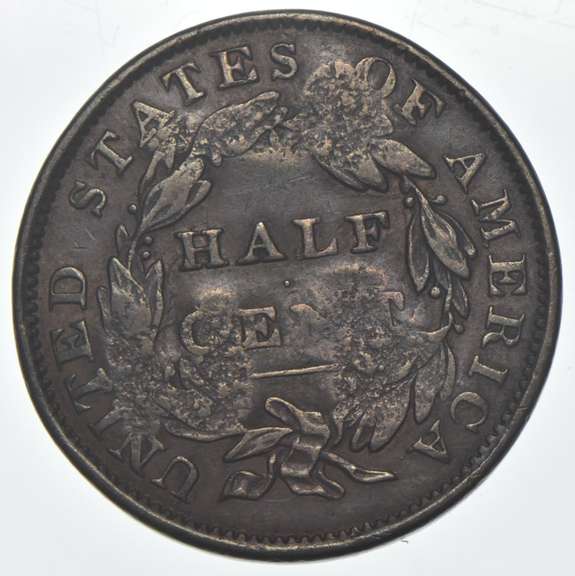 1834 Classic Head Half Cent - Counterstamped HF