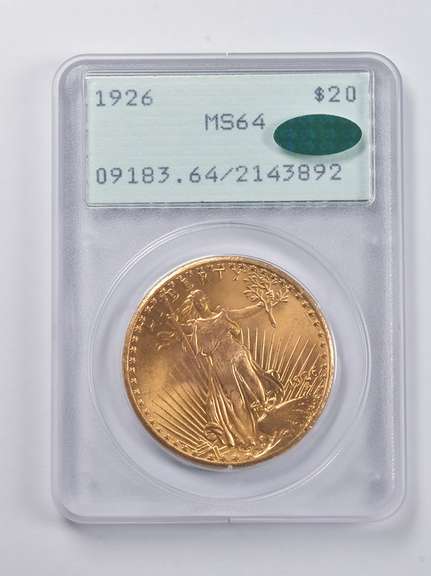 MS64 1926 $20 Saint-Gaudens Gold Double Eagle Rattler CAC PCGS