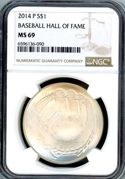 2014-P Baseball Hall of Fame Commemorative Silver Dollar in NGC MS69