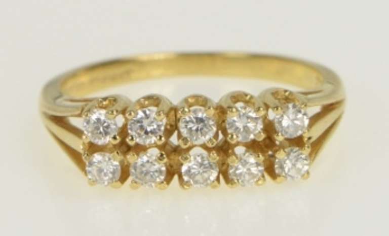 14K Yellow Gold 0.50 Ctw Tiered Diamond Row Wedding Band Ring