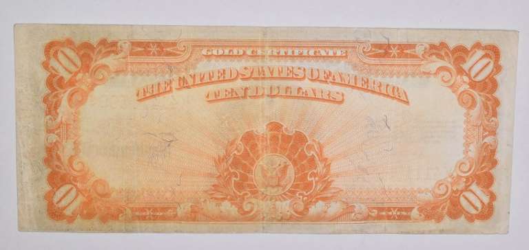 1922 $10 US Gold Certificate Large Note Cutting & Alignment Error