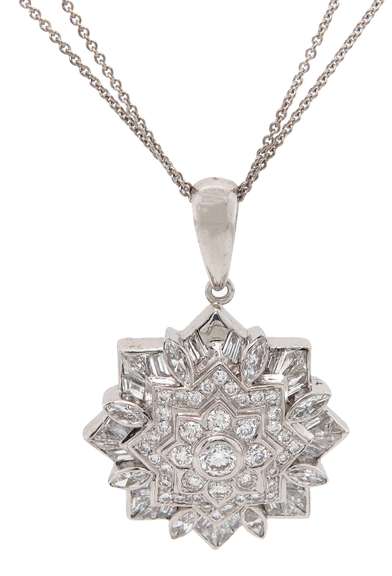 2.60ctw Diamond Snowflake Pendant Necklace in 18K