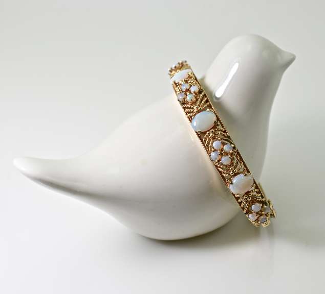 Colorful Opal Estate 14K Bangle