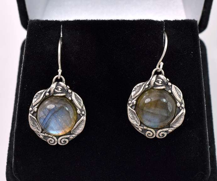 Labradorite Gem Dangle Earrings In Sterling Silver