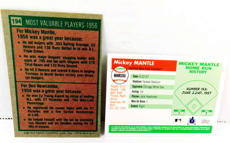 2 Mickey Mantle Baseball Cards