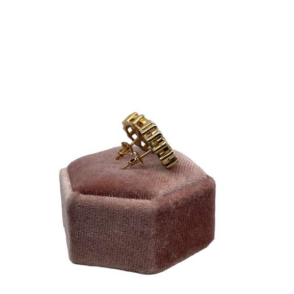 3.75 CARATS!14K YELLOW GOLD STUD EARRINGS WITH PAVE DIAMONDS
