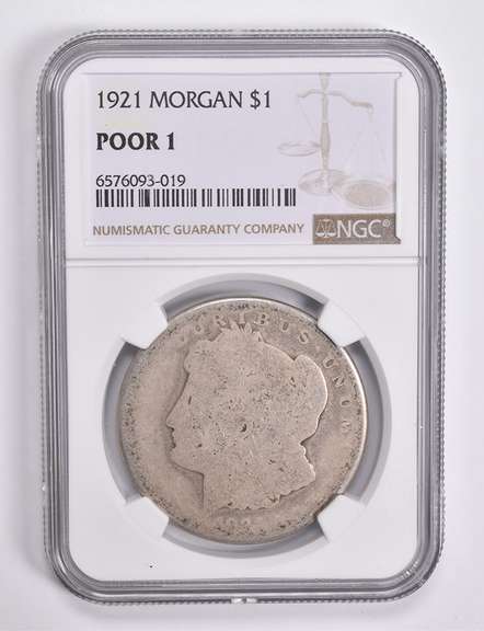 POOR 1 1921 Morgan Silver Dollar NGC Lowball Low Ball