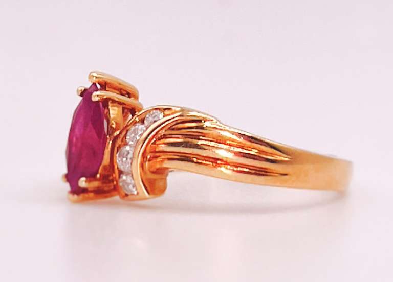 18kt Solid Yellow Gold, Ruby, & Diamond Ring