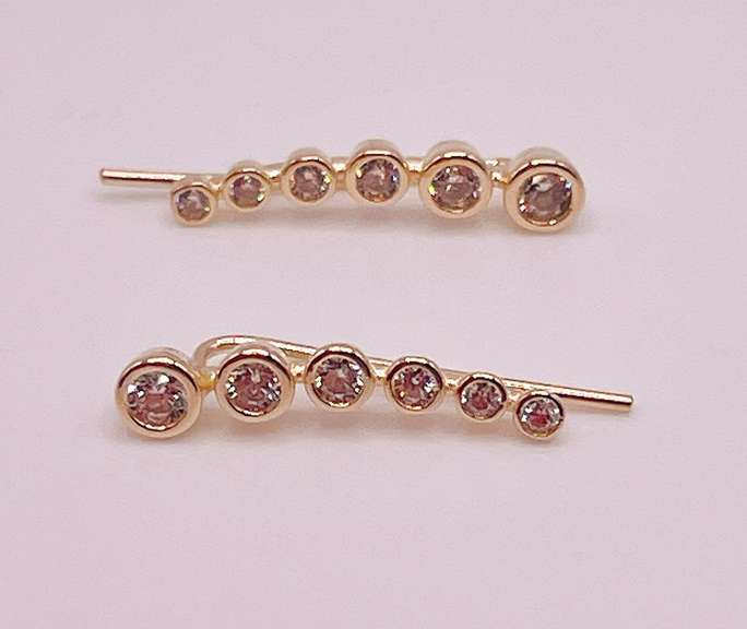 14kt Solid Yellow Gold & Diamond Earrings