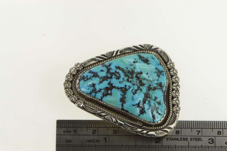 Sterling Silver NE Signed Native American Turquoise Navajo Pendant