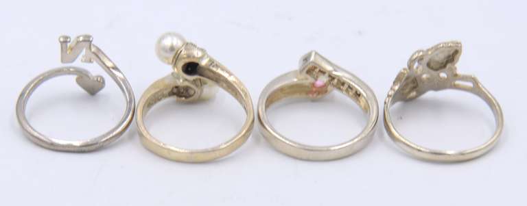 Vintage 925 Sterling Silver Group Lot of 4 Rings