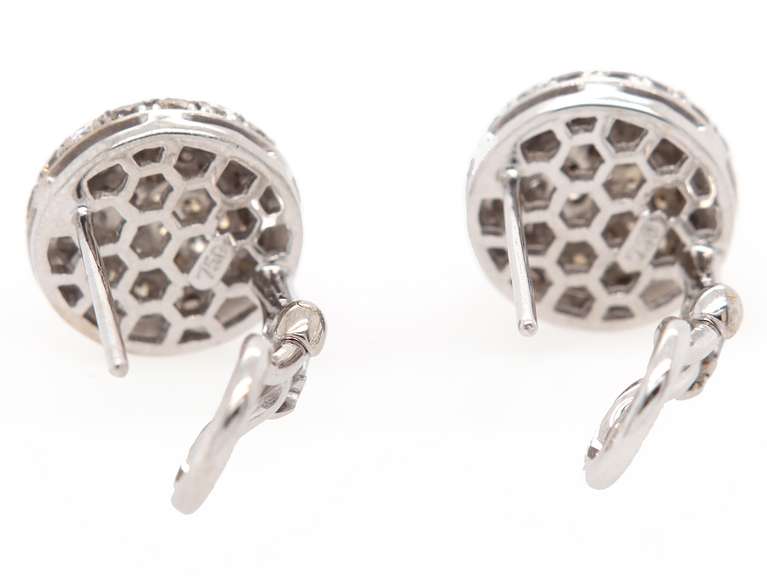 Handsome 1.00ctw Brown and White Diamond Cluster Button Earrings in 18K