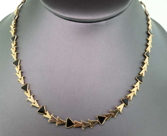 14kt Solid Yellow Gold & Onyx Necklace