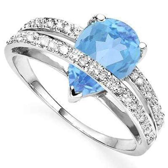 2.25 CT BABY SWISS BLUE TOPAZ SILVER RING