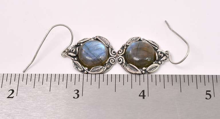 Labradorite Gem Dangle Earrings In Sterling Silver