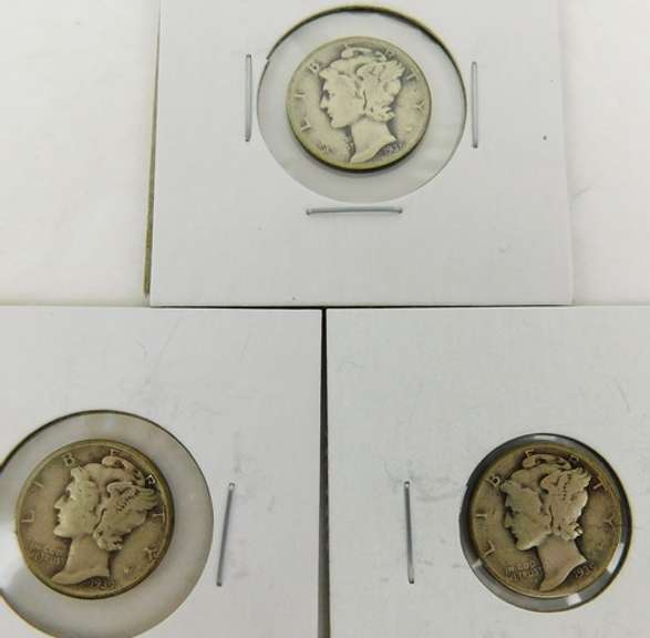 5 Silver Mercury Dimes