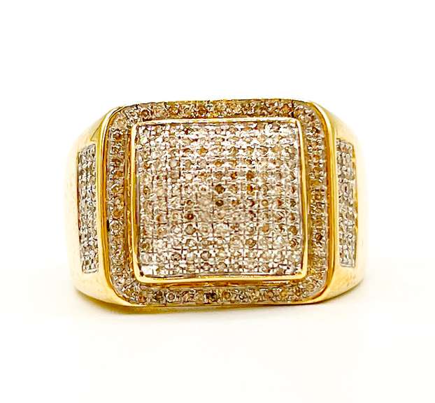 14kt Solid Yellow Gold & Diamond Men's Ring