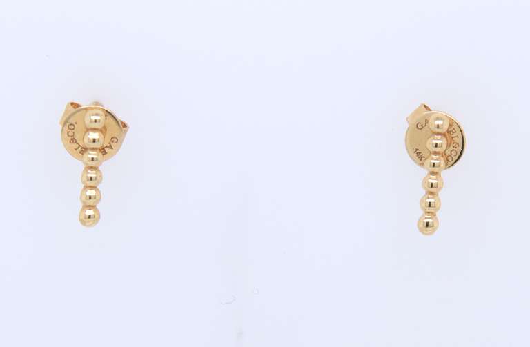 Gabriel & Co Beaded Bar Stud Earrings in Yellow Gold