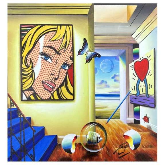 Lichtenstein & Haring Overlooking the Bay by Ferjo Original