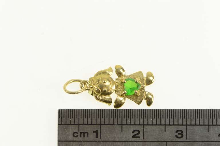 10K Yellow Gold May Birthstone Baby Girl Sim. Emerald Charm/Pendant