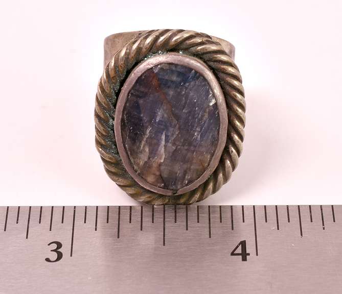 Awesome 12.24CTS Checkerboard Cut Blue Sapphire Ring in Sterling Silver