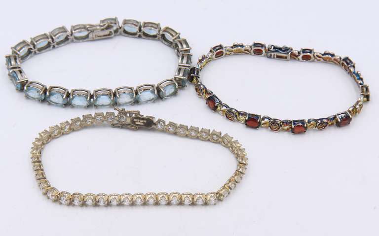 Group Lot of 3 Vintage 925 Sterling Silver Bracelets