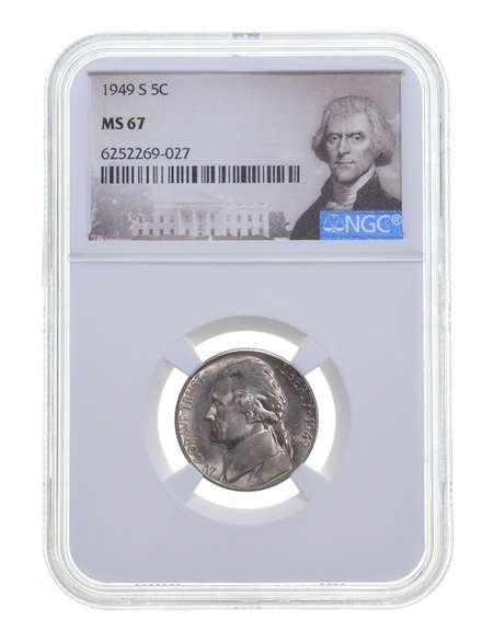 MS67 1949-S Jefferson Nickel - Graded NGC