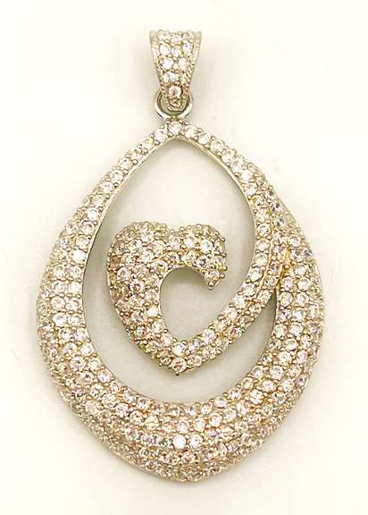 Dazzling In Every Direction! .925 Sterling Silver Pendant with CZ's