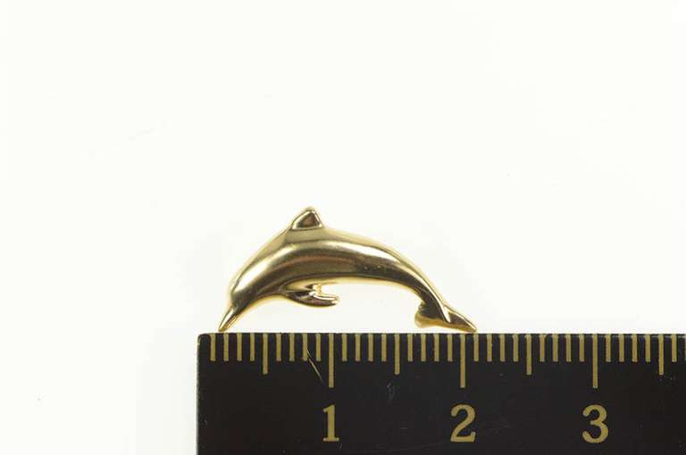 14K Yellow Gold Jumping Dolphin Ocean Animal Pendant