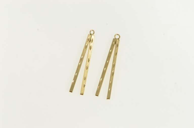 14K Yellow Gold Square Diamond Cut Bar Stud Enhancer Earring Jackets