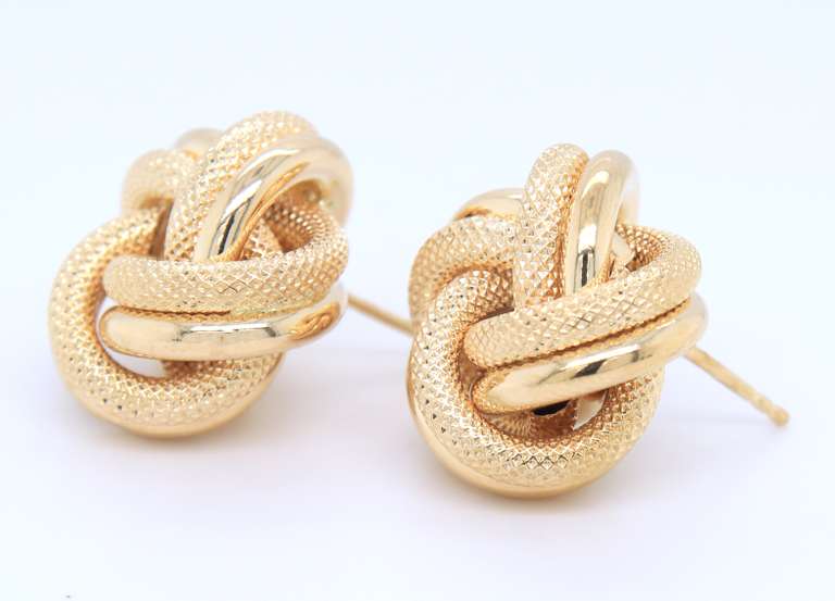 Divine 18kt Polished and Satin Love Knot Earrings