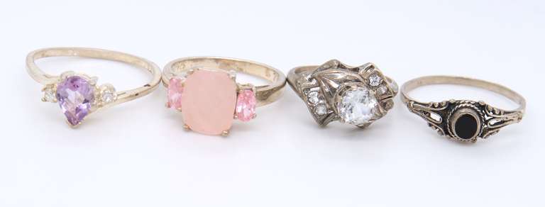 Group Lot of 4 Vintage 925 Sterling Silver Rings