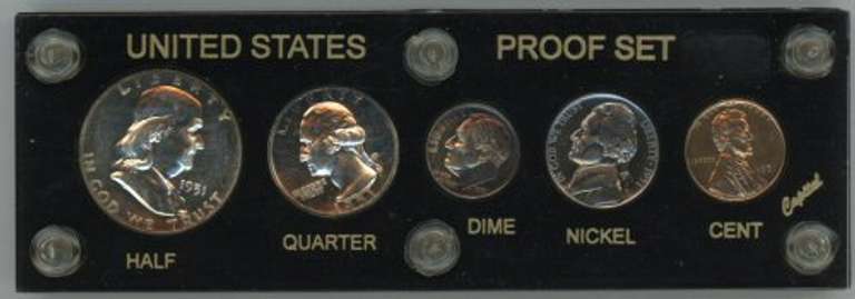 Superb Gem 1951 5-pc Proof Set in custom holder