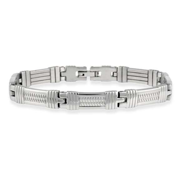 SS Textured Men's Link Bracelet