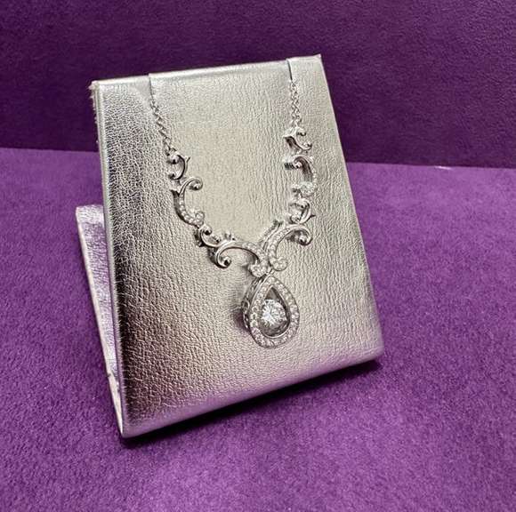 beautiful Platinum over 925 Sterling silver dancing stone necklace
