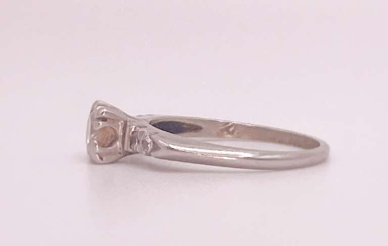 Antique Diamond Ring in 10KT Solid White Gold