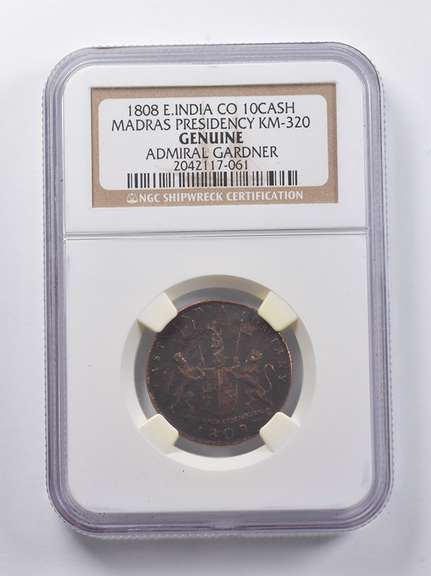 Genuine 1808 East India Co 10 Cash Madras KM-320 Gardner NGC Shipwreck