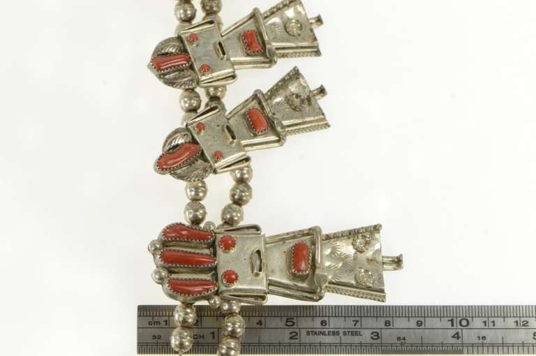 Sterling Silver Fatoya Yazzie Navajo Kachina Squash Blossom Necklace