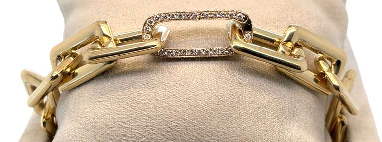 14KT SOLID YELLOW GOLD JUMBO LINK BRACELET WITH DIAMONDS- 1.40 CTTW OF DIAMONDS!