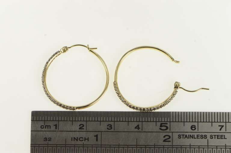 14K Yellow Gold 0.75 Ctw Pave Fancy Diamond Statement Hoop Earrings