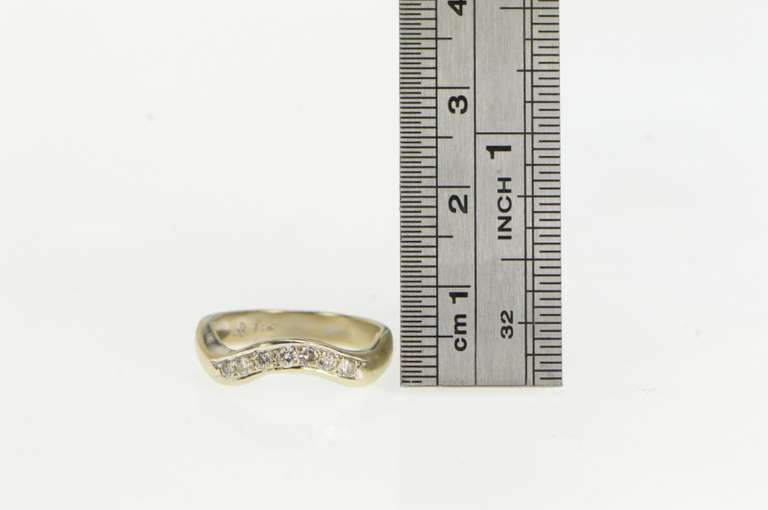14K Yellow Gold Wavy Diamond Curvy Wedding Band Ring