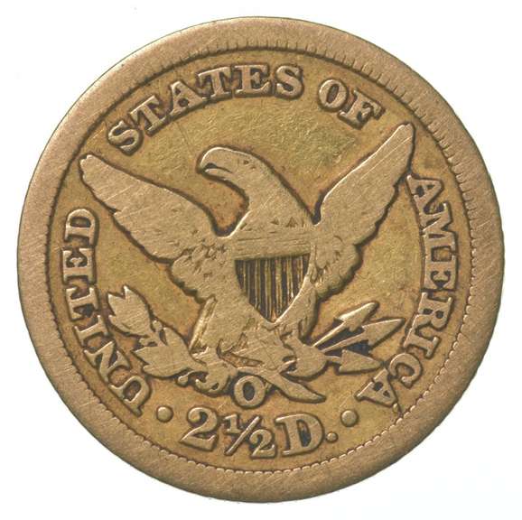 1852-O $2.50 Indian Princess Head Gold Quarter Eagle .1209 AGW