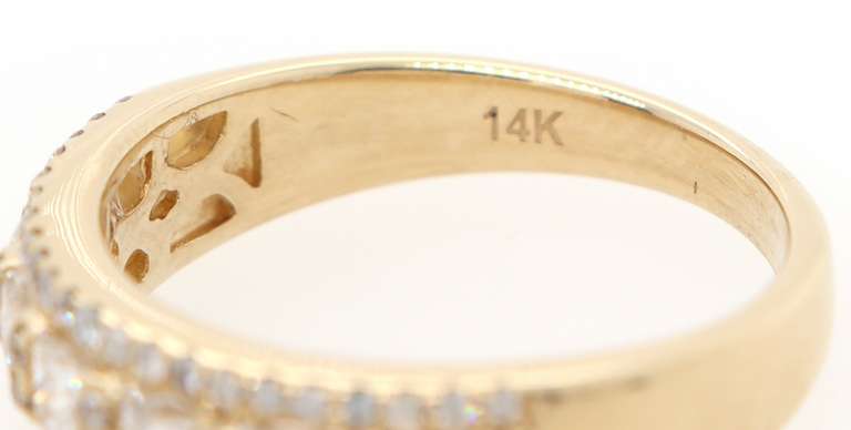 Gorgeous 0.95ctw Princess and Round Diamond Triple Row Band Ring in 14K