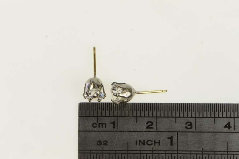 Sterling Silver 14k Gold Classic Solitaire Vintage Two Tone Earrings