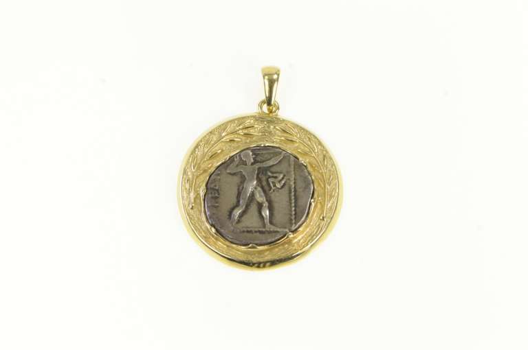 14K Yellow Gold Pamphylia Aspendus Stater Wrestle Coin 380-325 Pendant