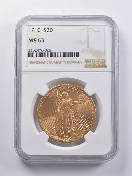 MS63 1910 $20 Saint-Gaudens Gold Double Eagle NGC
