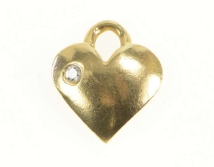 14K Yellow Gold Curvy Diamond Inset Love Symbol Romantic Charm/Pendant