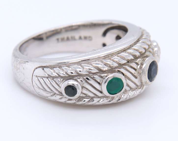 Judith Ripka 925 Sterling Silver Multi Gemstone Band