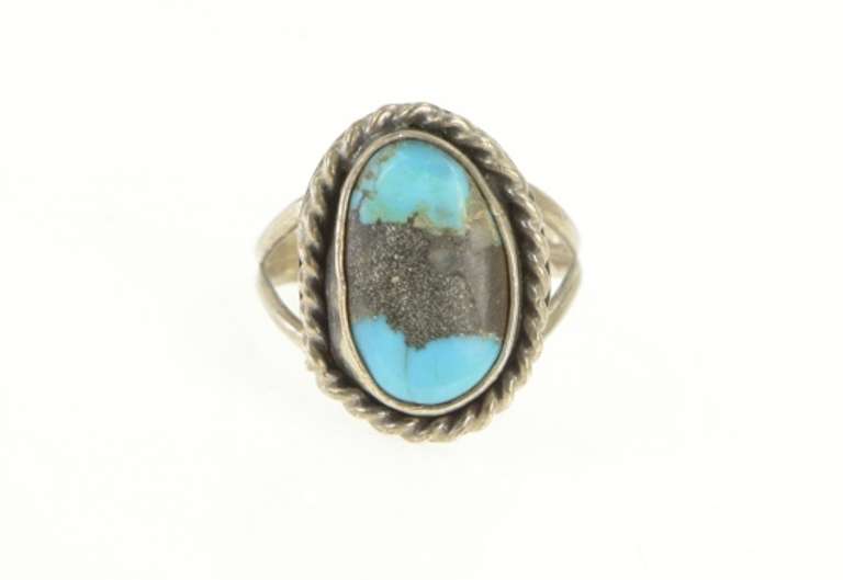 Sterling Silver Oval Turquoise Native American Handmade Ring