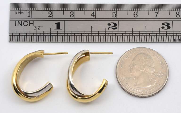 Feminine J Hoop Earrings in 14k White & Yellow